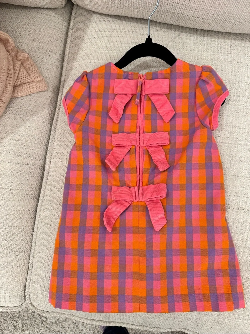 TBBC - Betts Bow Dress in Autumn Plaid Pink Orange Purple